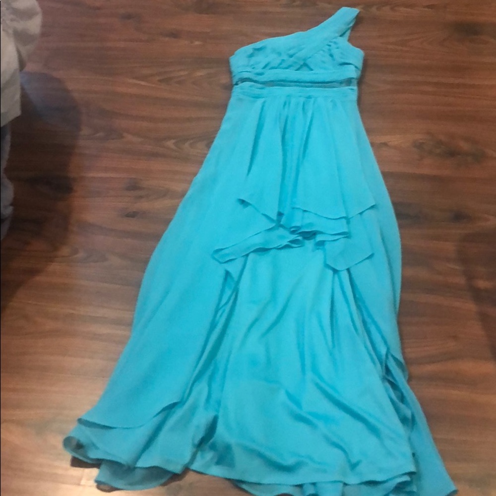 ONE SHOULDER assymetrical flowy TEAL LONG Maxi dress, 2